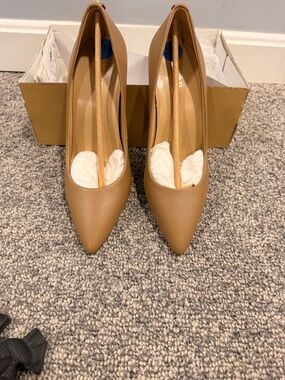Michael Kors Camel Pointed-Toe Leather Pumps